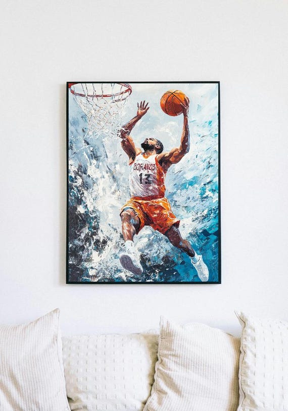 Guy Playing Basketball Wall Art Print