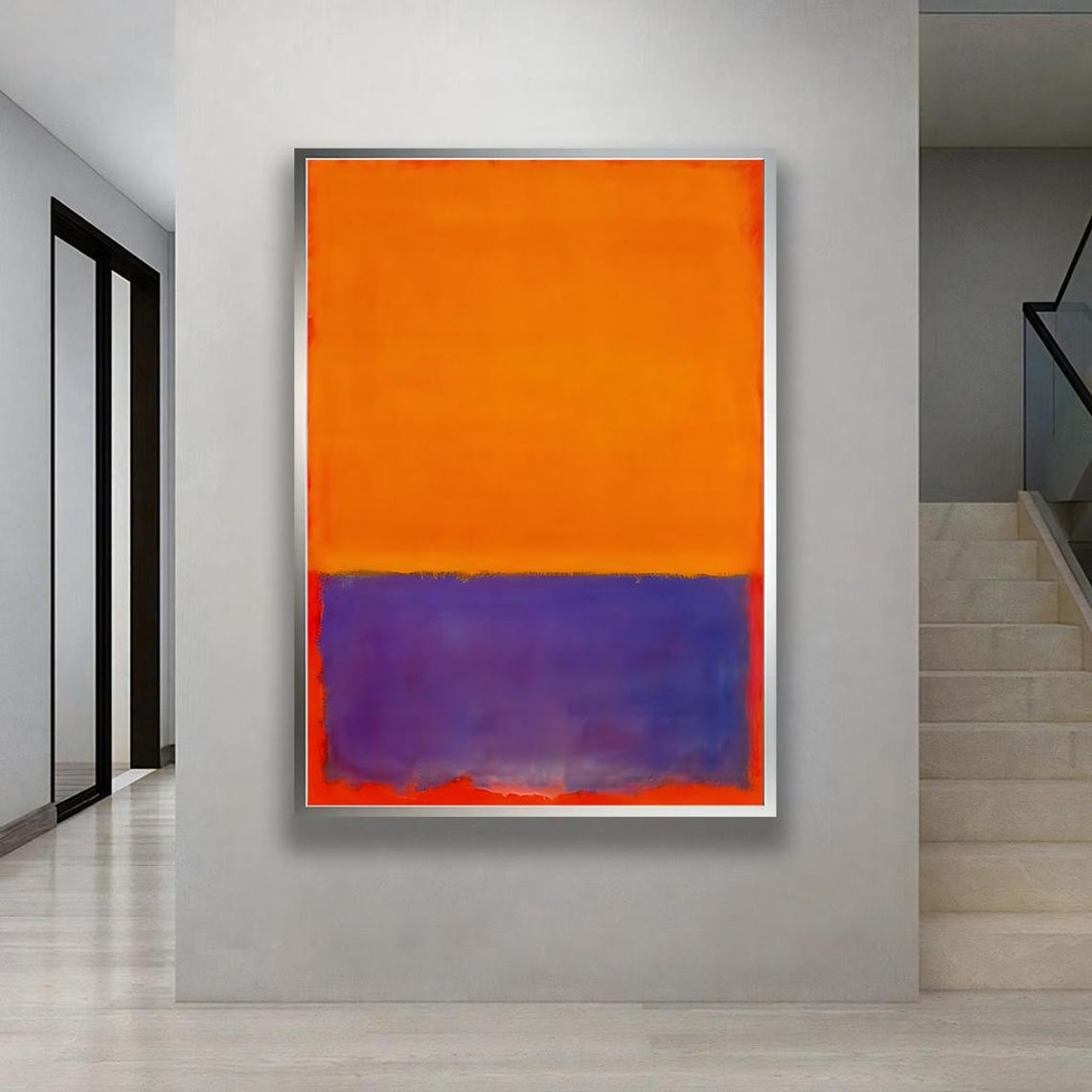 Abstract Orange and Purple Minimalist Color Field Modern Art Poster