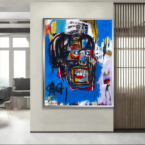 Basquiat Skull Framed Print Abstract Expressionist Urban Art