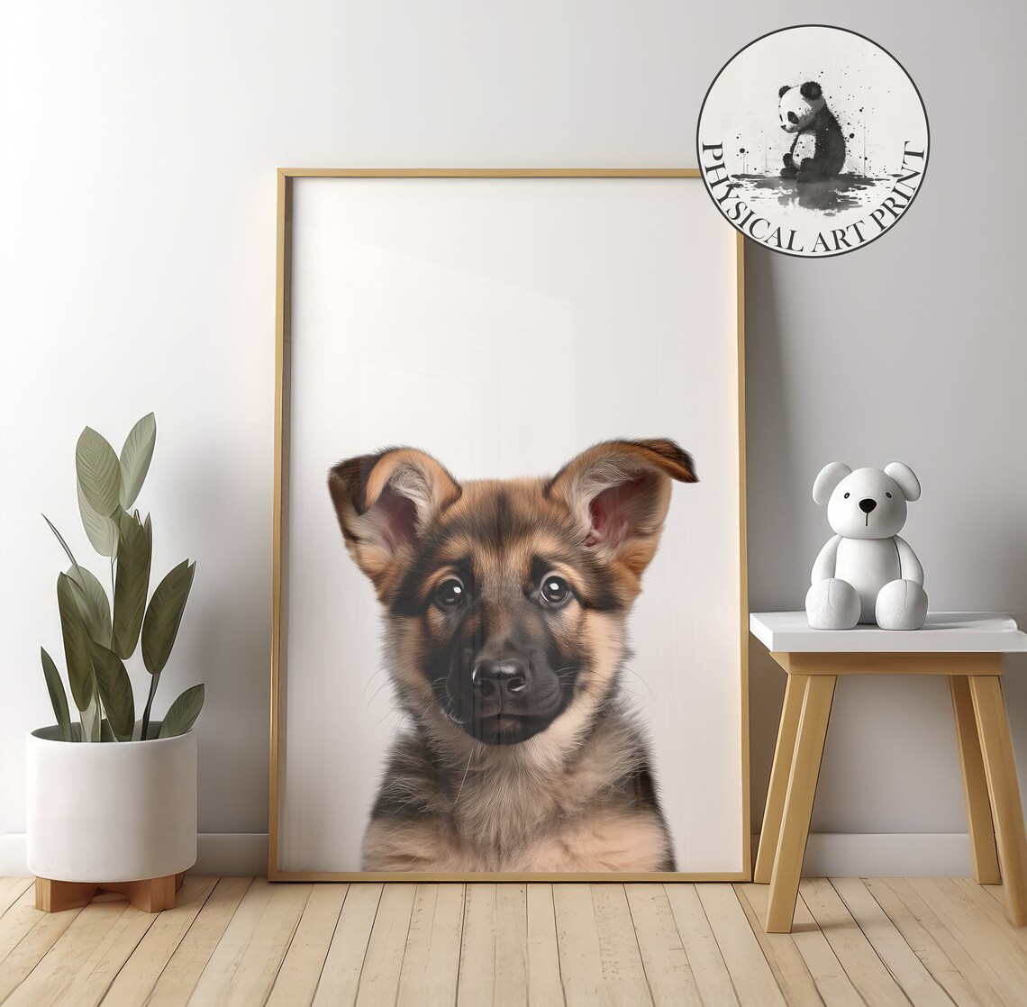 German Shepherd Puppy Portrait Nursery Dog Photography Poster