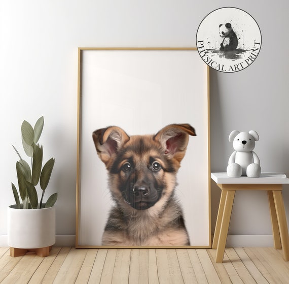 German Shepard Wall Art Physical Print Animal Illustration Nursery Decor Infant Matte Poster