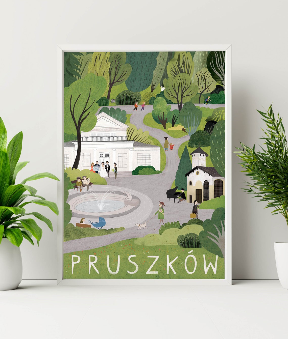 Pruszkow Park Wedding Fountain Pianist Charming Folk Travel Poster - Image 2