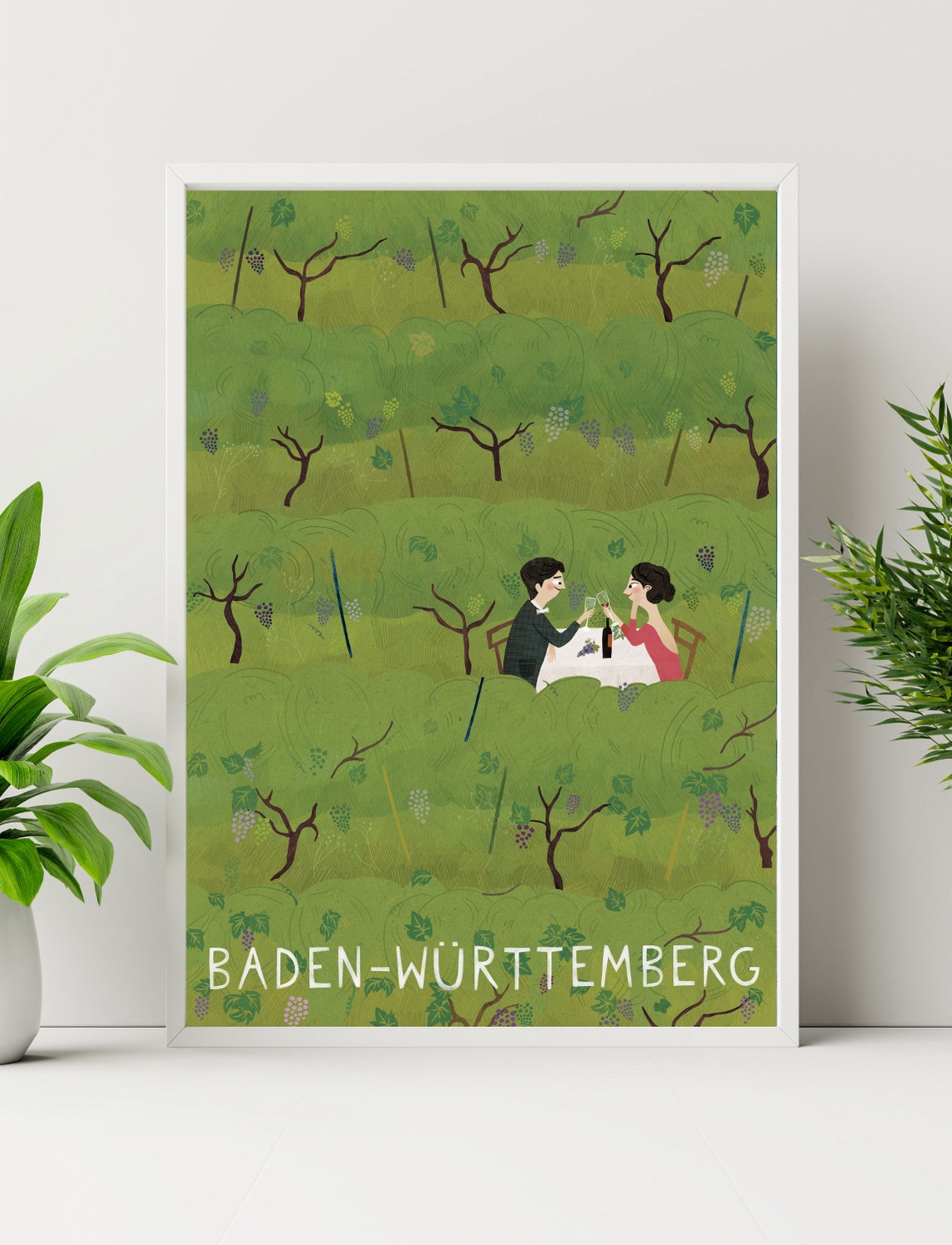 Baden Wurttemberg Vineyard Wine Tasting Romantic Dinner Travel Poster - Image 2