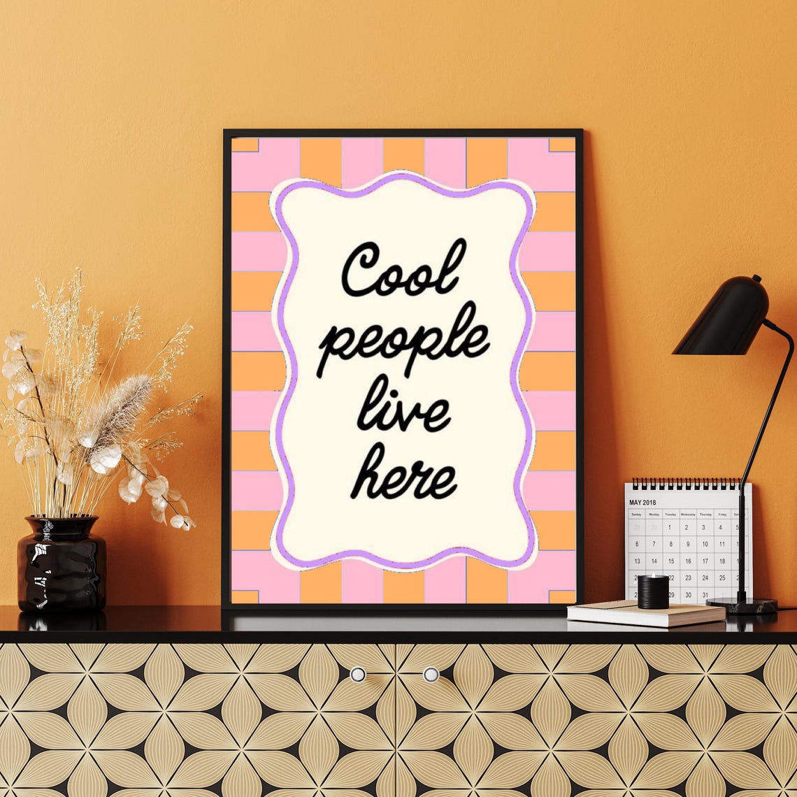 Cool People Live Here Fun Retro Script Typography Quote Poster