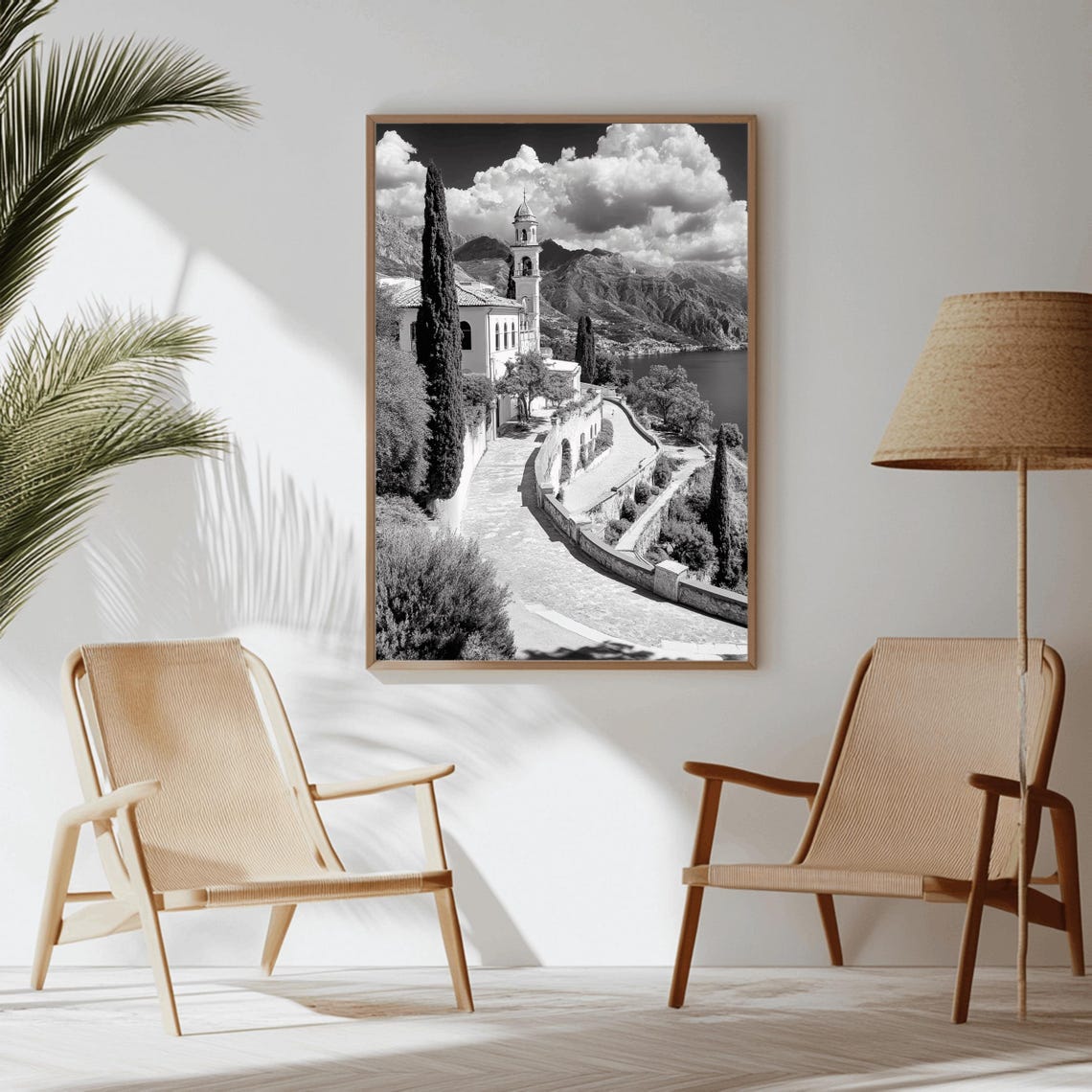 A Black And White Photo Of The Italian Landscape Italy Photography Mediterranean Wall Art Wall Art Travel Photography - Image 3