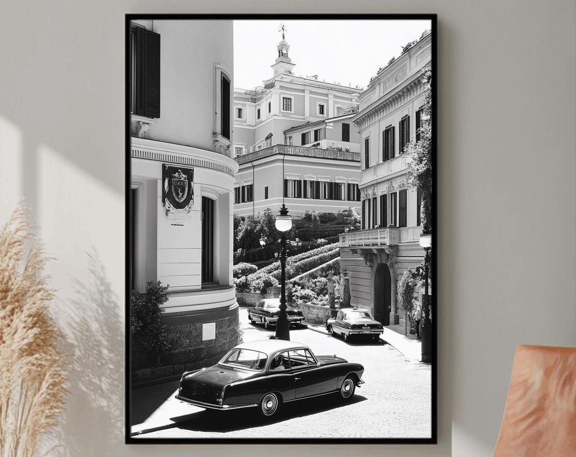 Italy Wall Art Black And White Italian Print Italian Landscape Print Mediterranean Travel Art Historic Italy Poster Architecture Photo