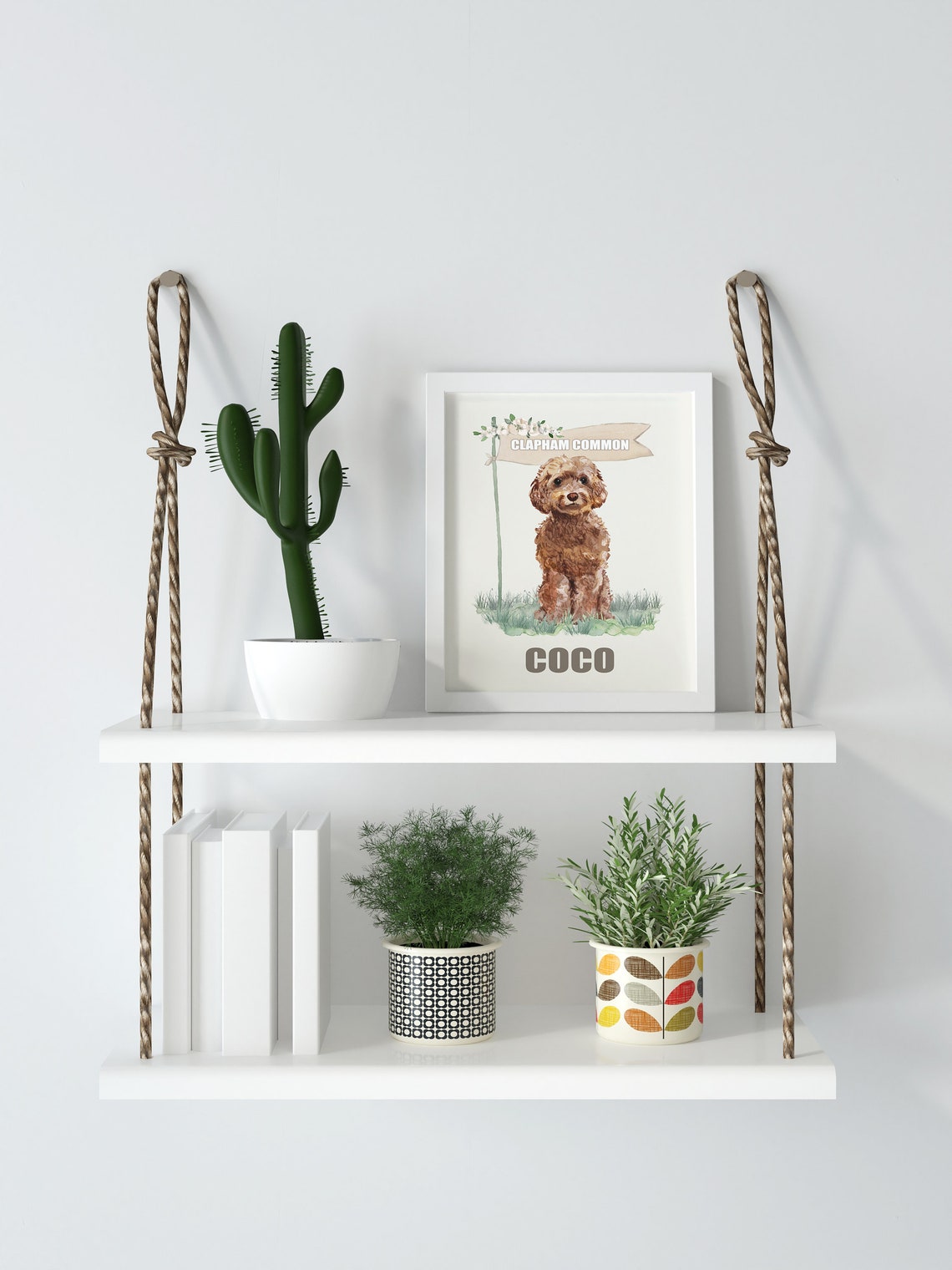 Cockapoo Watercolor Dog Portrait Personalized Pet Name Wall Art - Image 2