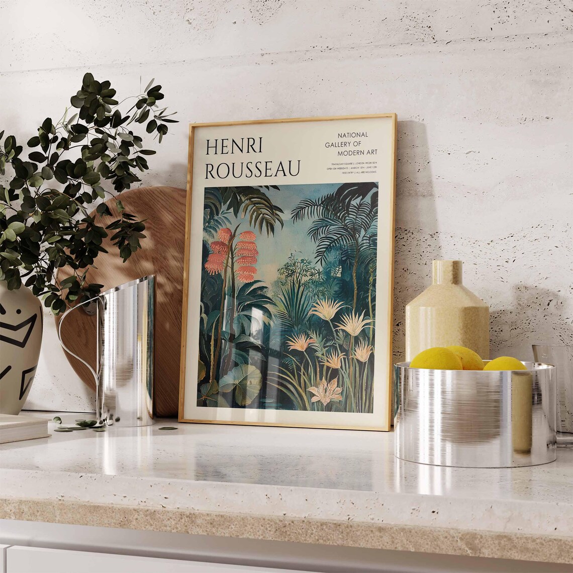Henri Rousseau Coral Flower Spikes Palm Pond National Gallery Poster - Image 3
