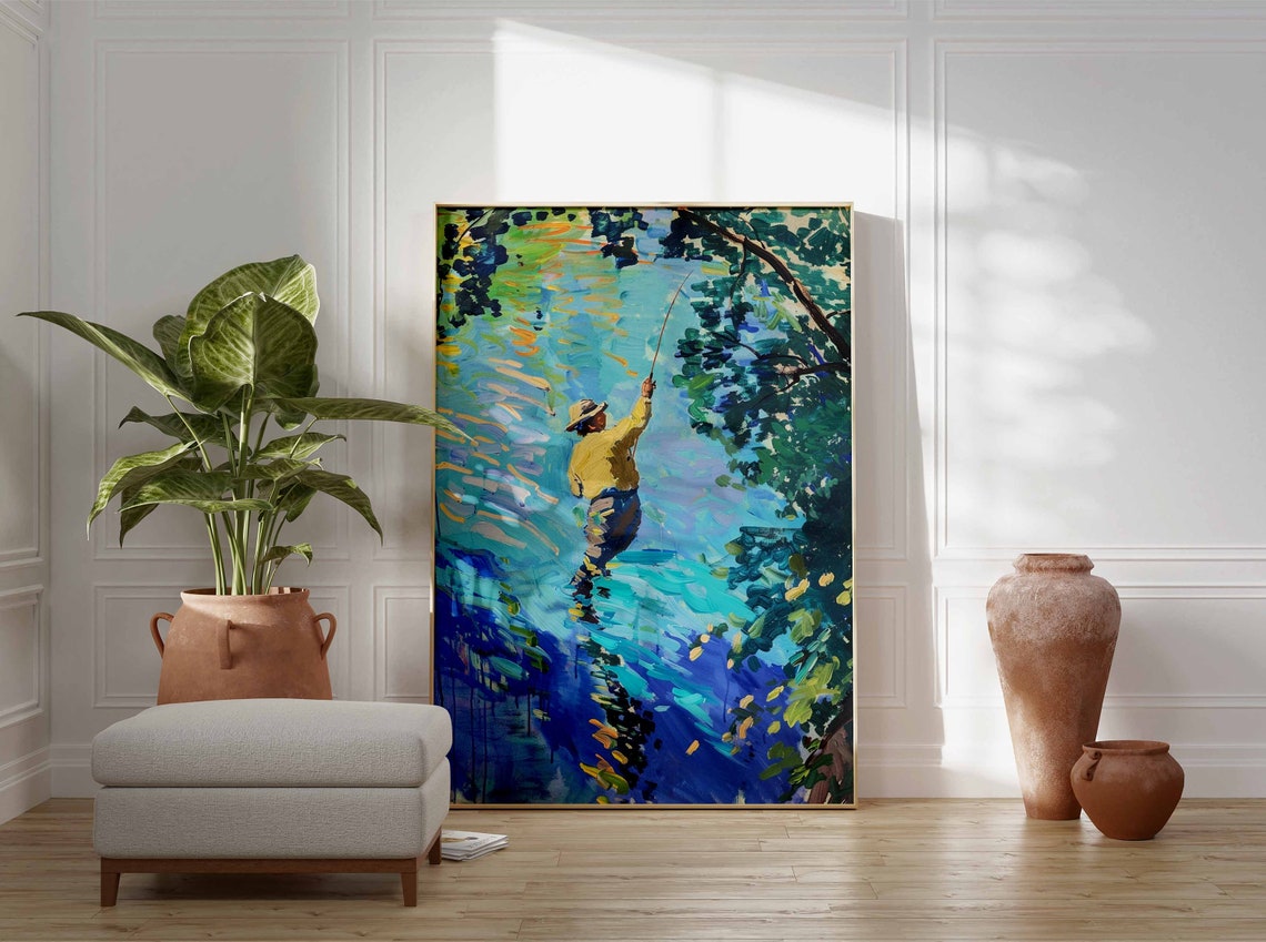 Fly Fishing Poster Fishing Wall Art Gift For Fisherman Angling Art Floral Print Botanical Decor Outdoor Poster Adventure Poster - Image 3