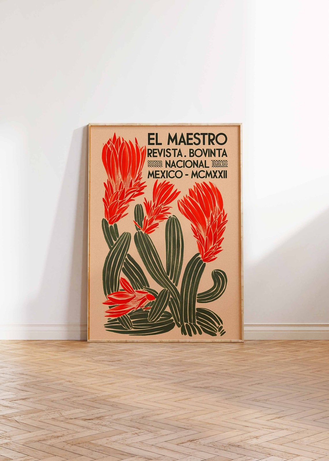El Maestro Mexico 1922 Cactus Woodblock Vintage Art Poster Collection - Image 3