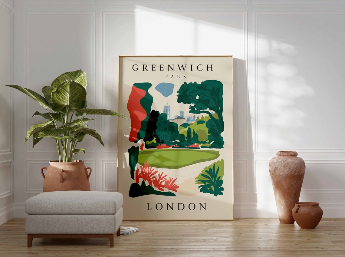 Greenwich Park Poster London Print London Art London Poster London Travel Print William Morris Print Retro London Art - Image 3