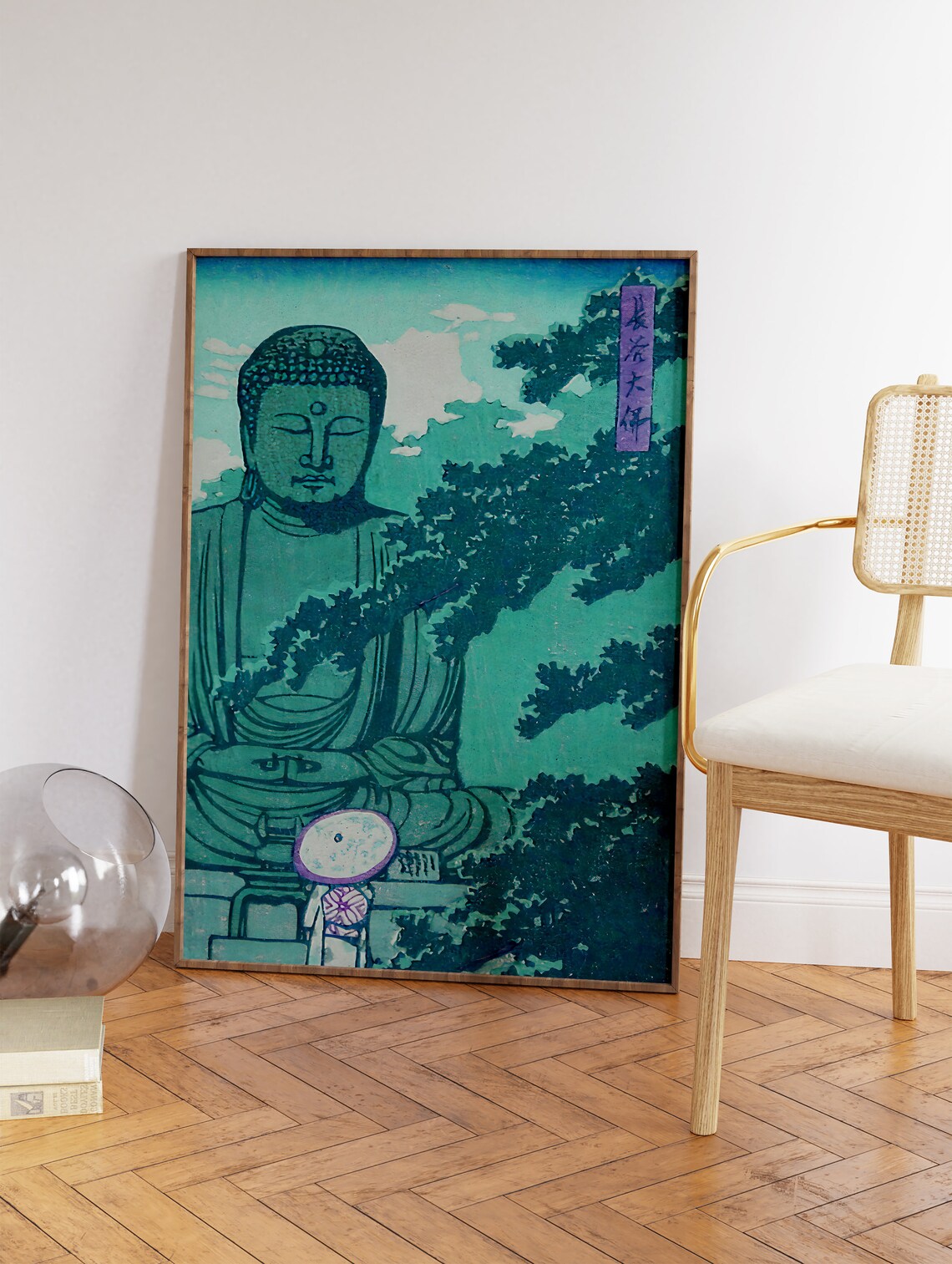Great Buddha of Kamakura Japanese Woodblock Style Art Poster - Image 3