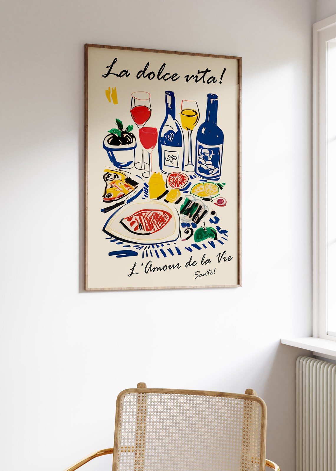 La Dolce Vita Italian Wine Table Food Feast Illustration Art Poster - Image 3
