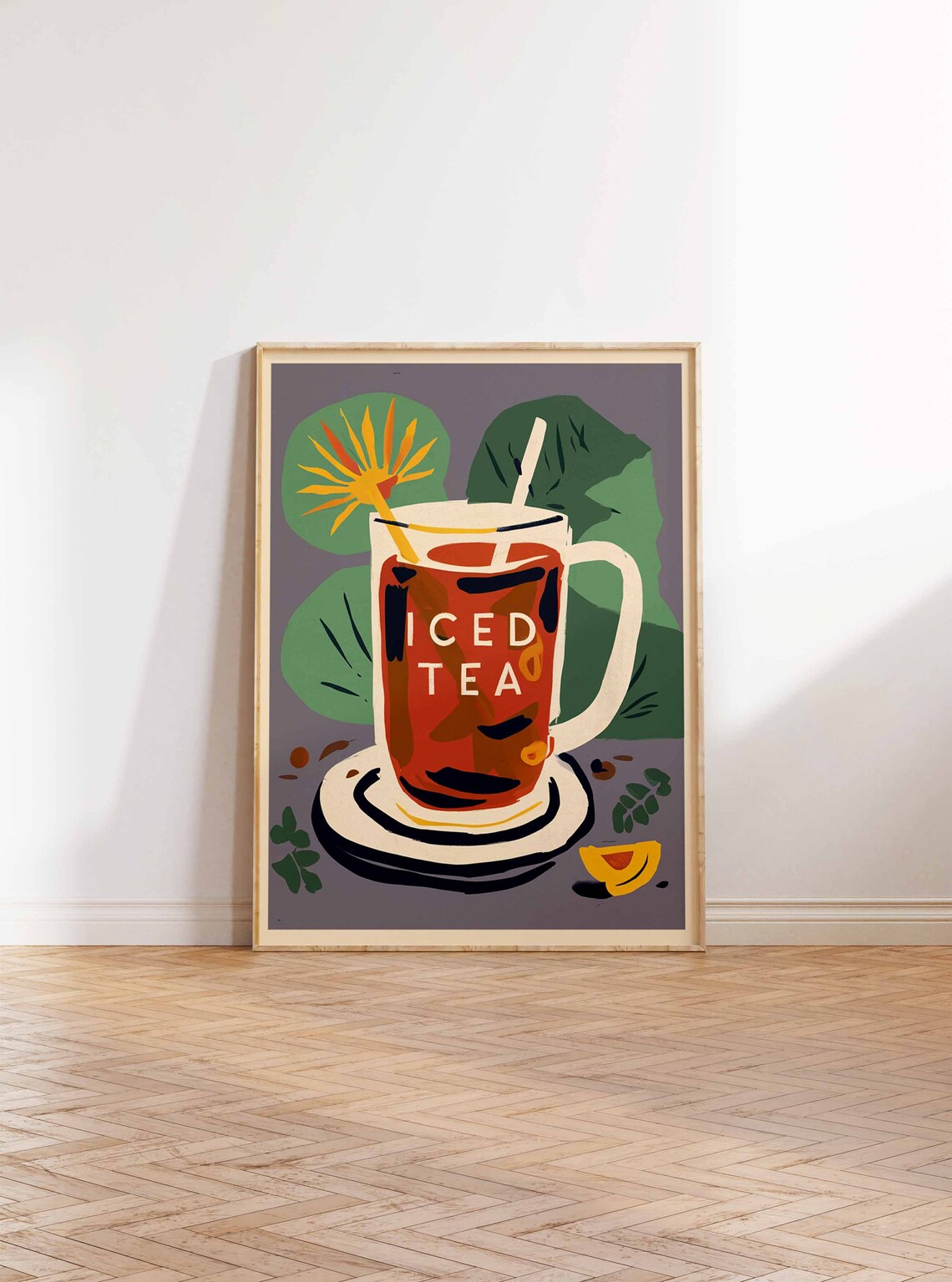Iced Tea Tropical Red Mug Bold Citrus Retro Kitchen Bar Poster - Image 2
