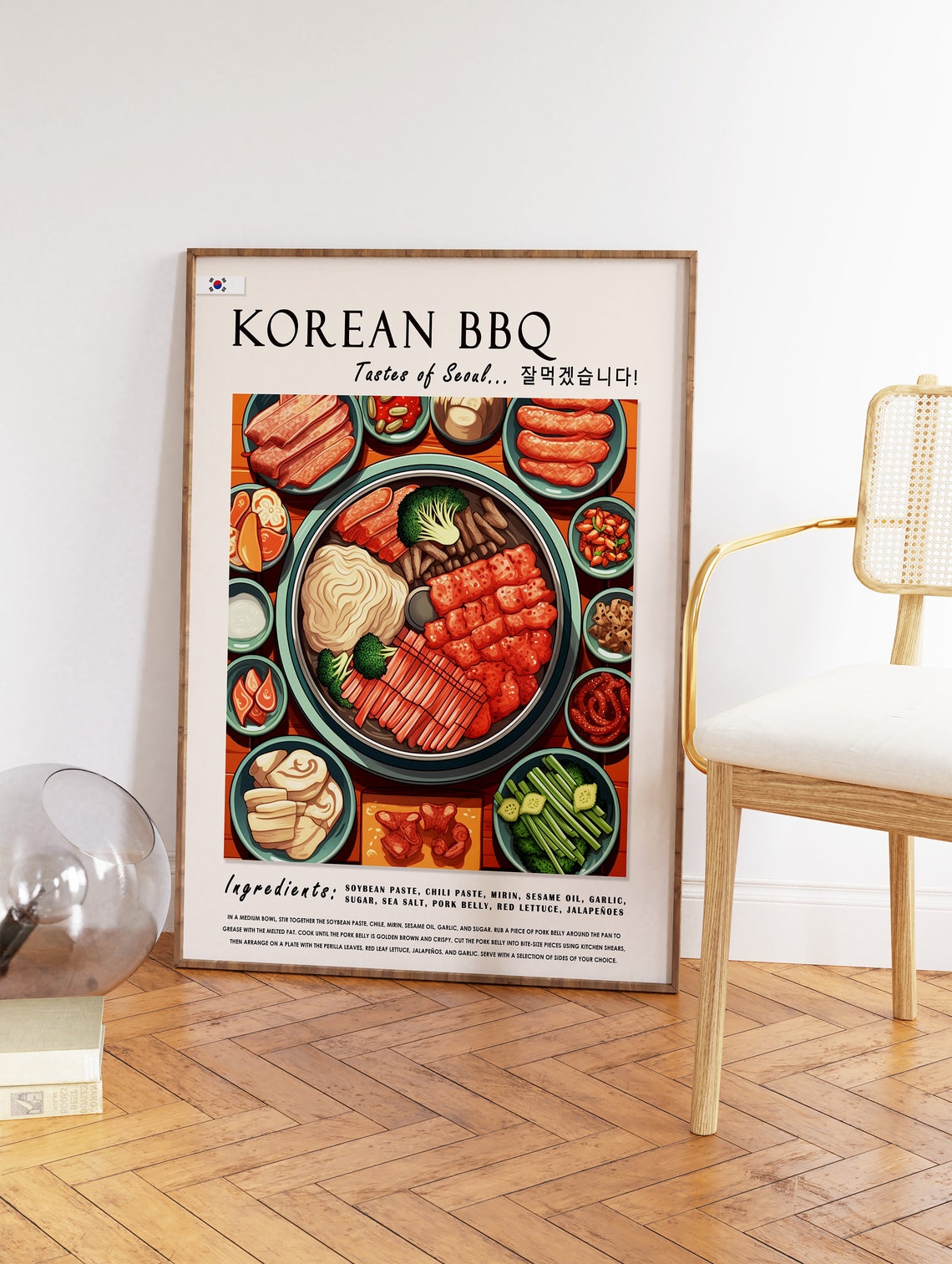 Korean BBQ Seoul Food Recipe Poster Modern Kitchen Wall Decor - Image 2