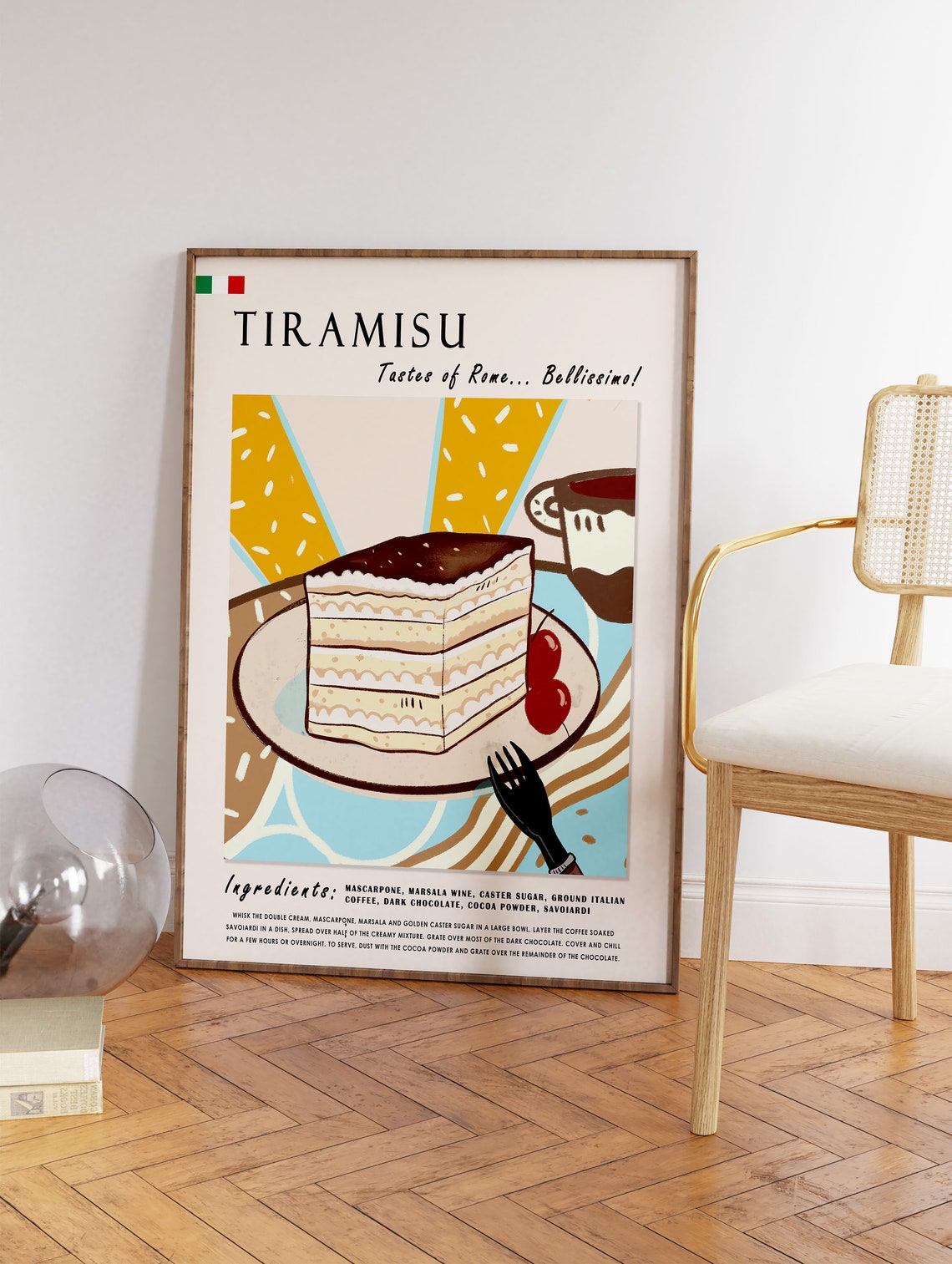 Italian Food Poster Tiramisu Dessert Poster Art Poster Rome Print Kitchen Poster Italian Food Art Italy Retro Print Food Gift - Image 3