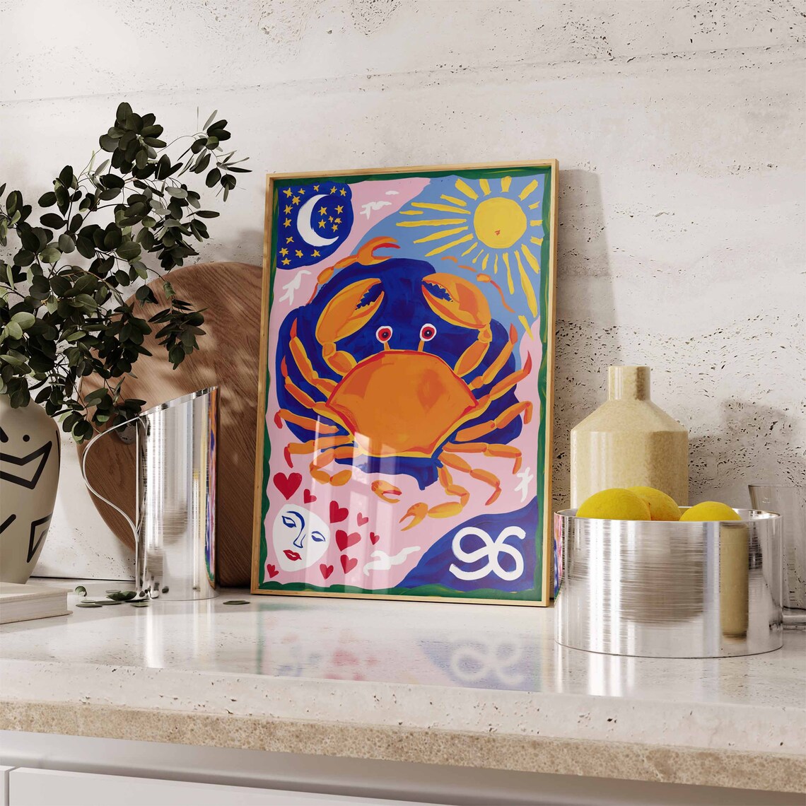 Cancer Star Sign Poster, Boho Astrology Art Print - Image 3