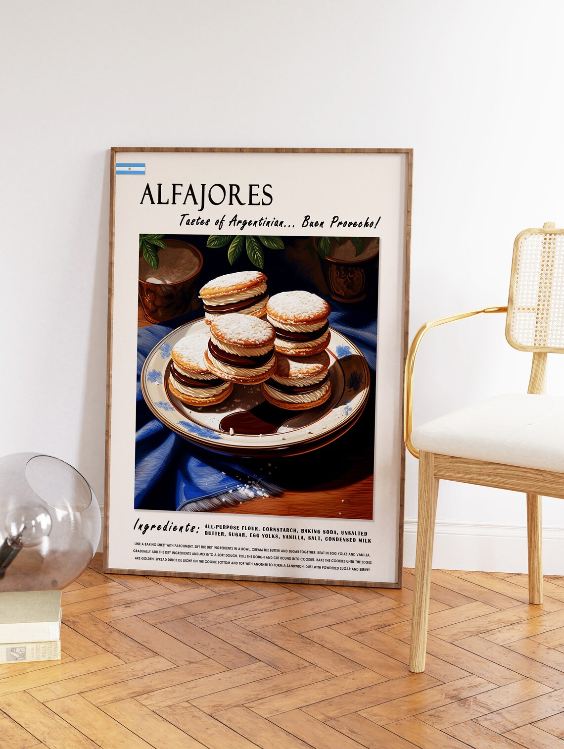 Alfajores Argentinian Dessert Recipe Kitchen Food Art Poster - Image 2