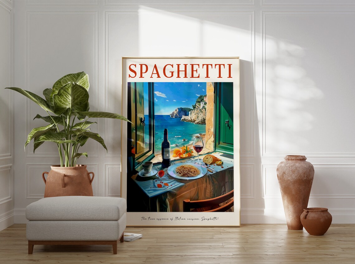Spaghetti Vintage Food Print, Italian Kitchen Art - Image 3