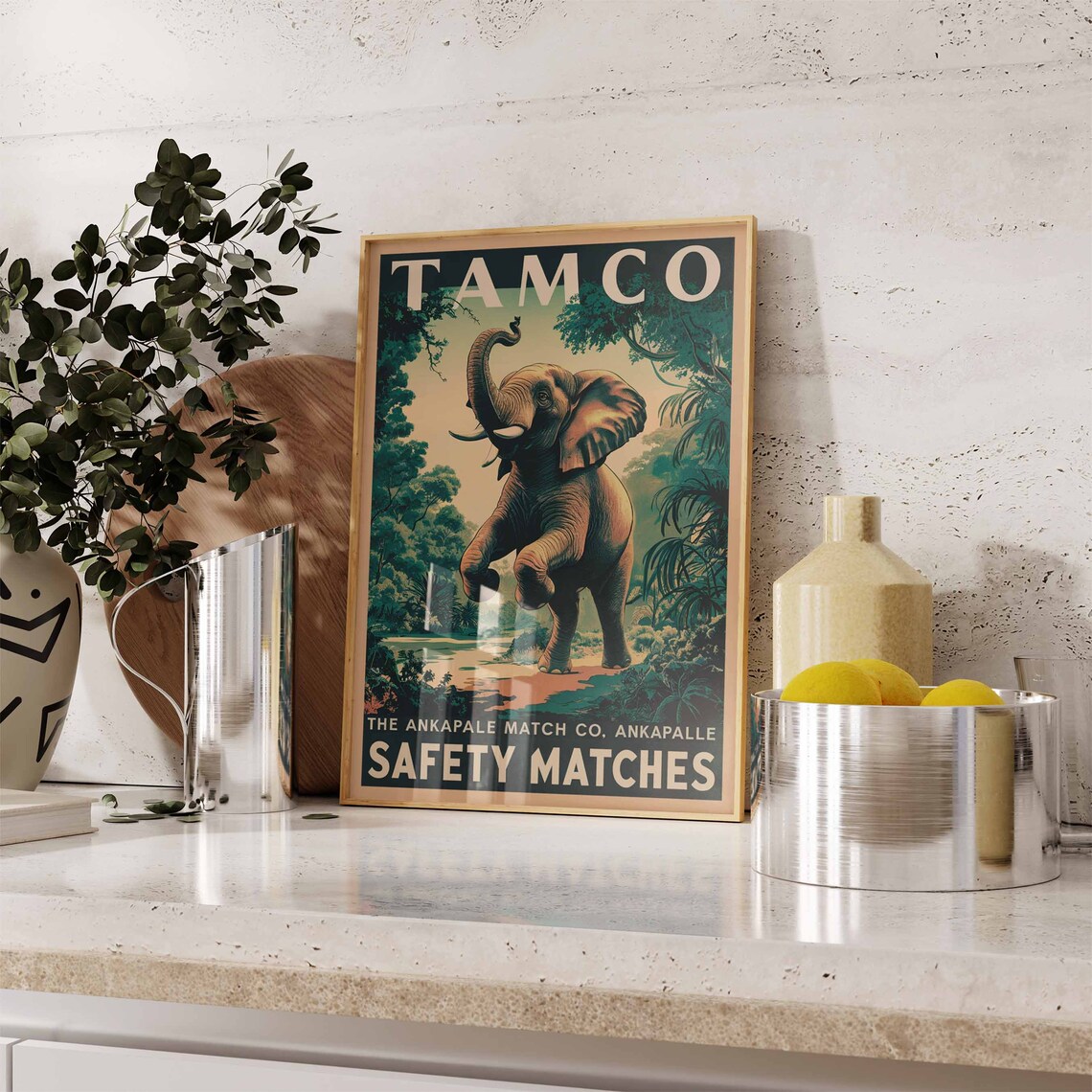TAMCO Elephant Vintage Indian Safety Matches Label Jungle Poster - Image 2