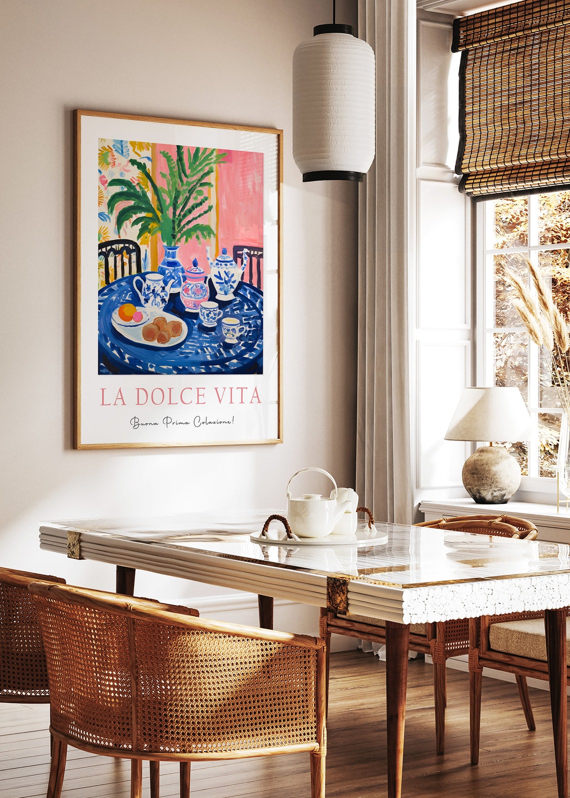 La Dolce Vita Italian Breakfast Tea Set Pink Kitchen Art Poster - Image 2