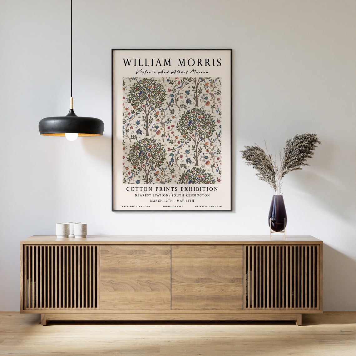 William Morris Cotton Pattern V and A Museum Exhibition Art Poster - Image 3