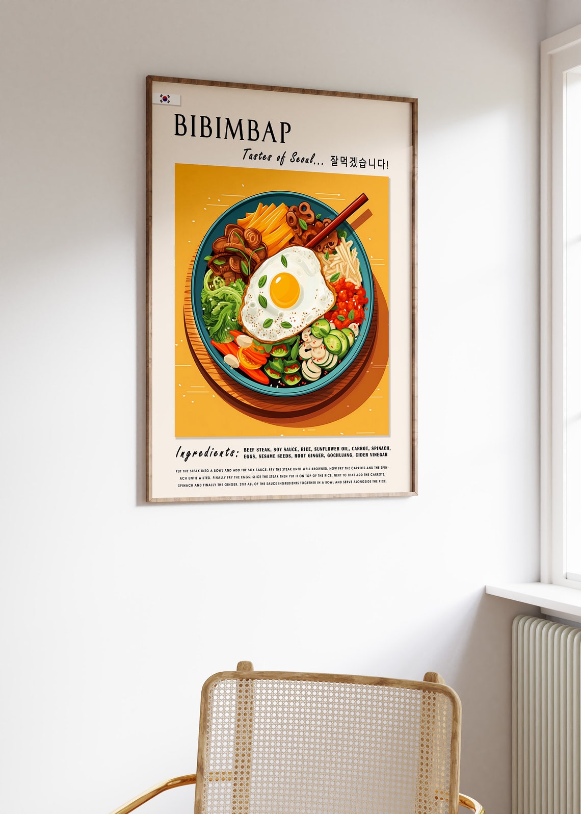 Korean Bibimbap Food Poster South Korean Food Print Asian Food Art Kitchen Decor Food Art Food And Drink Poster Food Gift A1a2a3a4 - Image 3