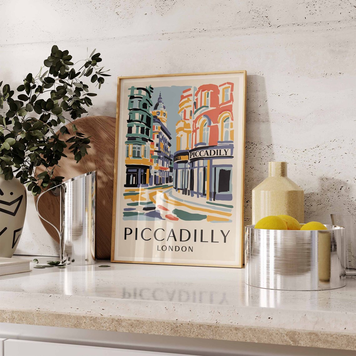 Piccadilly London Vintage Travel Street Scene City Art Poster - Image 2