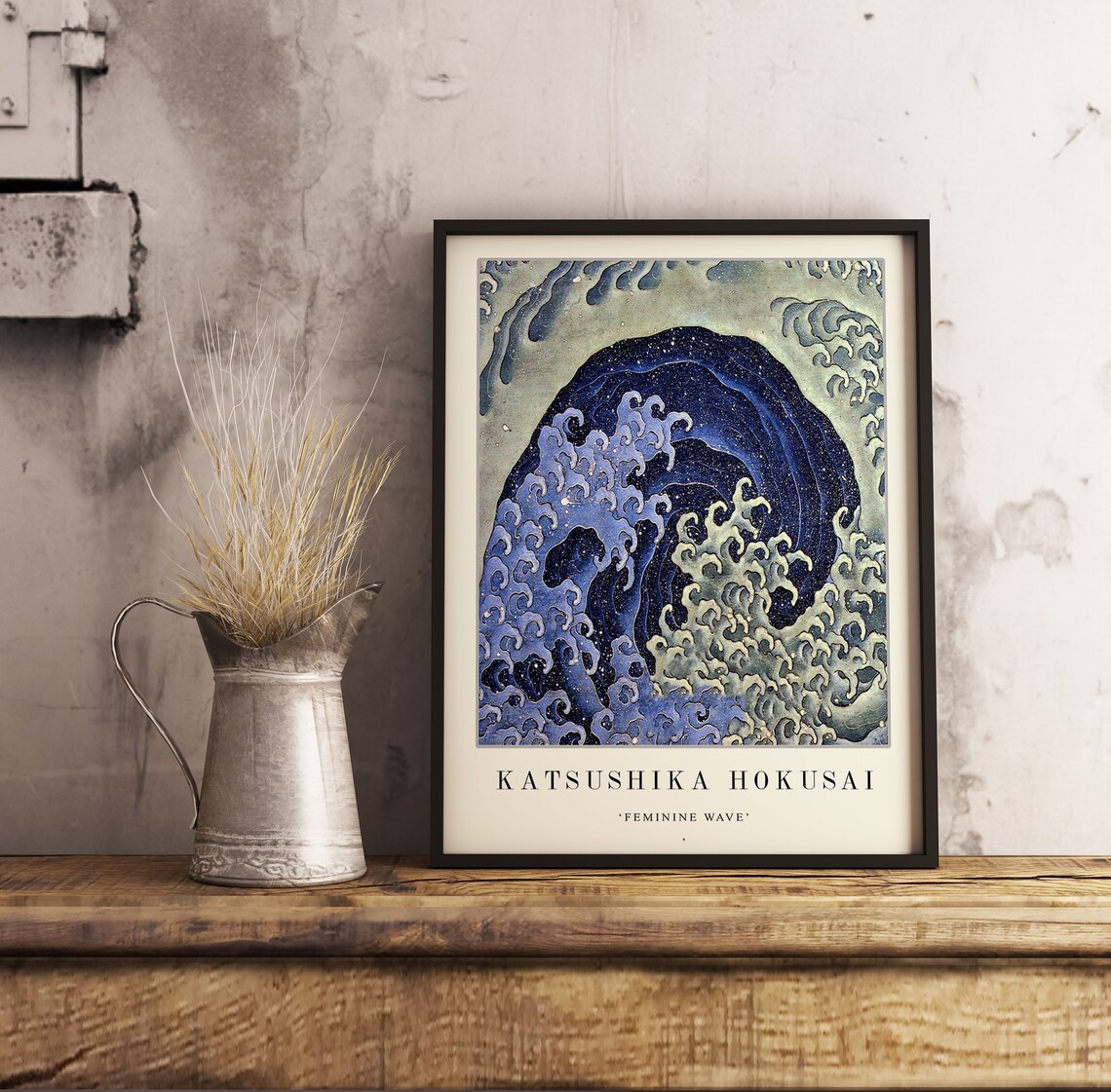 Katsushika Hokusai Feminine Wave Starry Night Ocean Art Print - Image 2