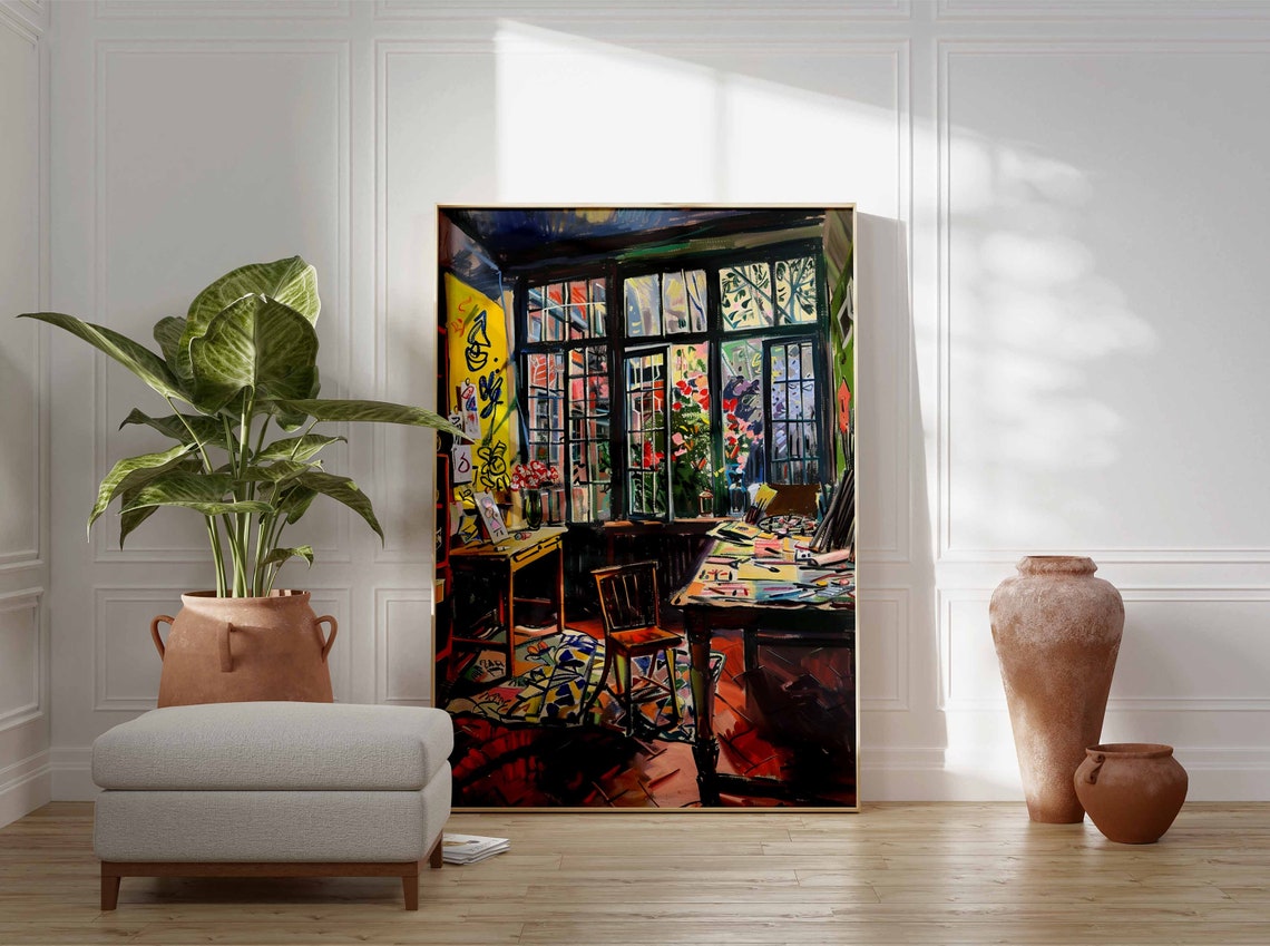 Garden Conservatory Artist Studio with Drawing Table Flowers Poster - Image 3