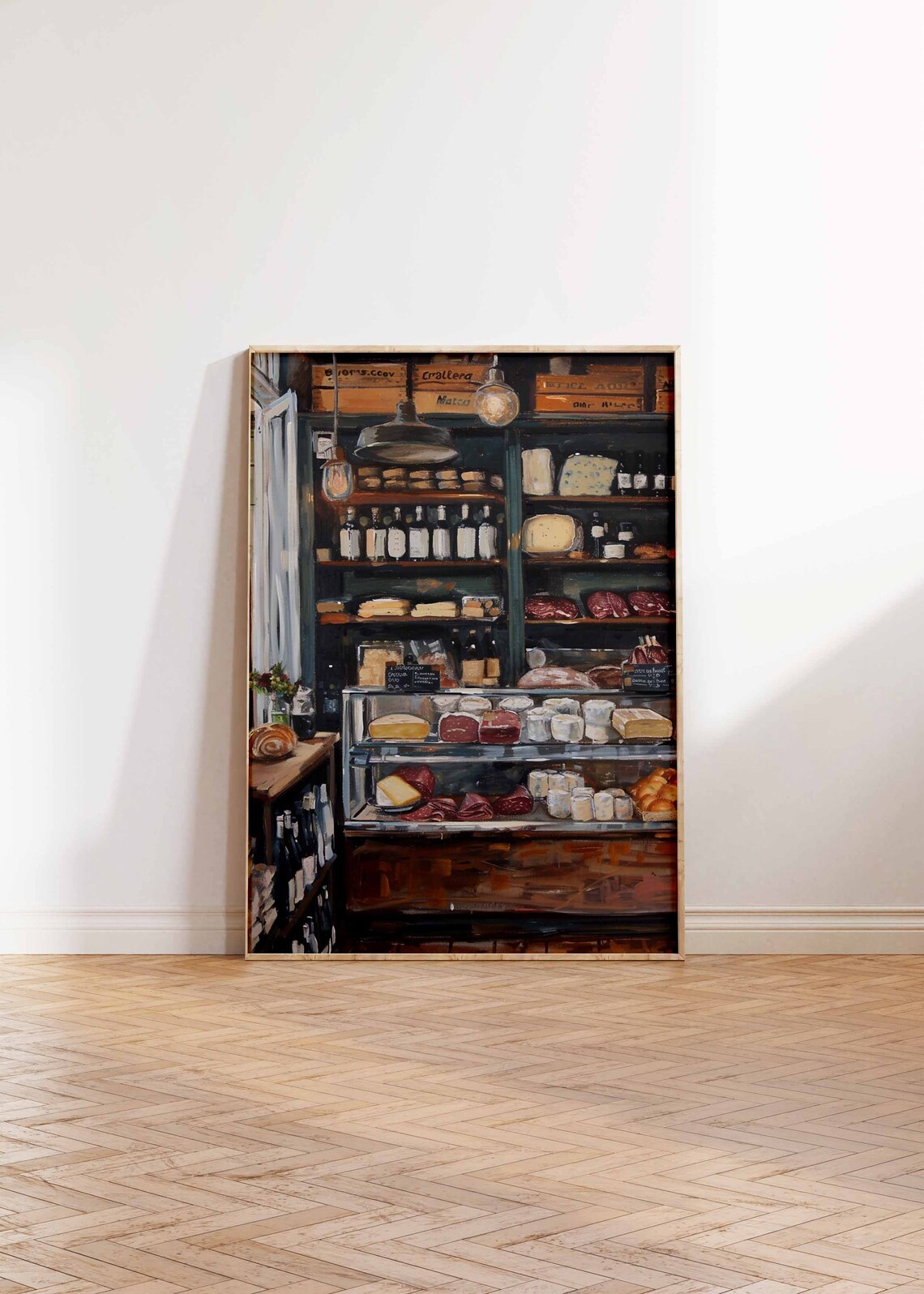 Vintage Deli Cheese Wine and Cured Meats Painting Art Poster - Image 2