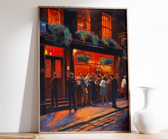 Vintage London Pub Print London Poster Cafe Art Retro Wall Art Food Drink Art Kitchen Poster Kitchen Decor Food Poster London Gift