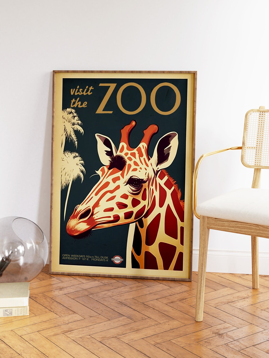 Vintage London Zoo Giraffe Poster, Retro London - Image 2
