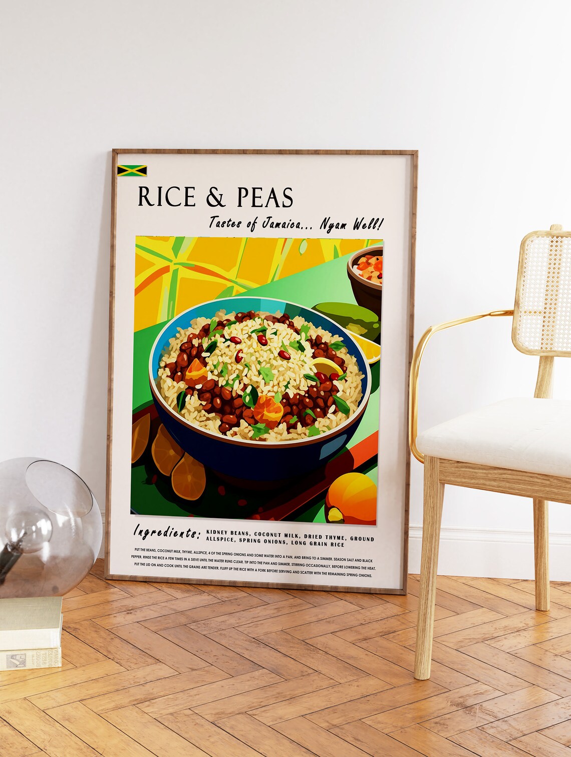 Rice and Peas Jamaican Food Poster, Kitchen Decor - Image 2