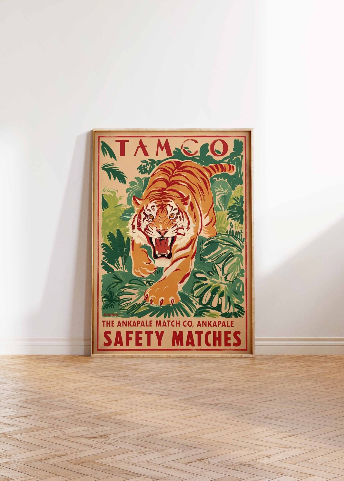 Vintage Tiger Poster, Indian Tiger Matchbox Art - Image 3