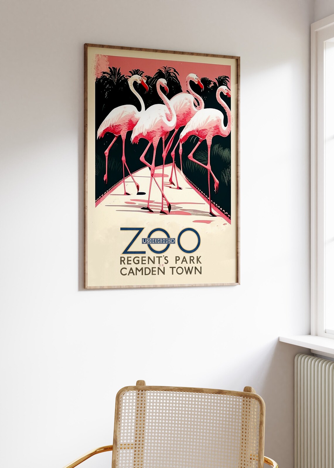 London Zoo Regents Park Flamingo Vintage Underground Travel Poster - Image 3