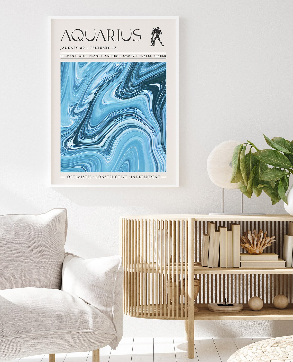 Aquarius Star Sign Art Print, Boho Bedroom Decor - Image 2