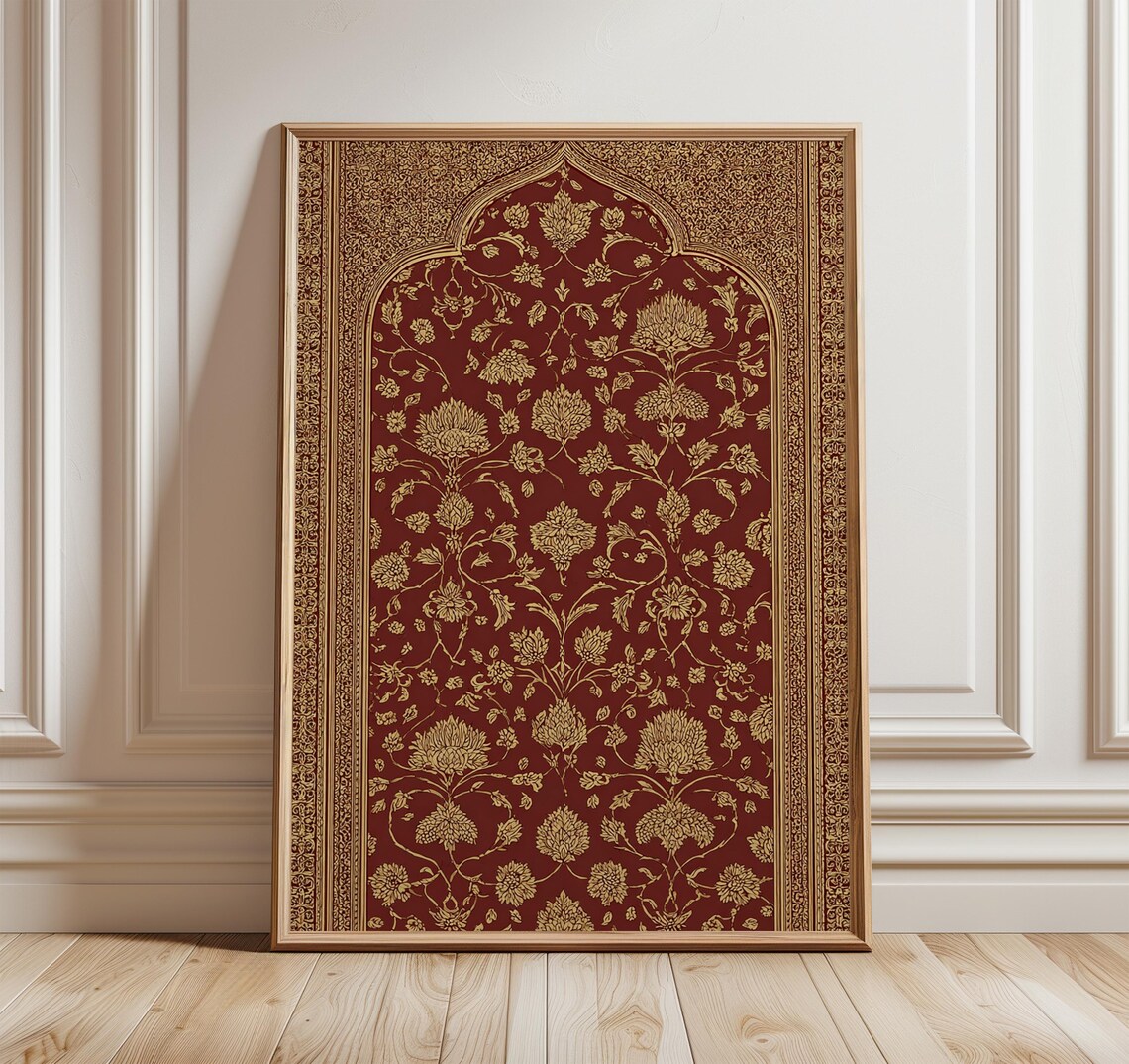 Brocade Pattern Art Print, Mughal Arch Floral Design