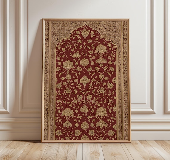 Brocade Pattern Art Print, Mughal Arch Floral Design