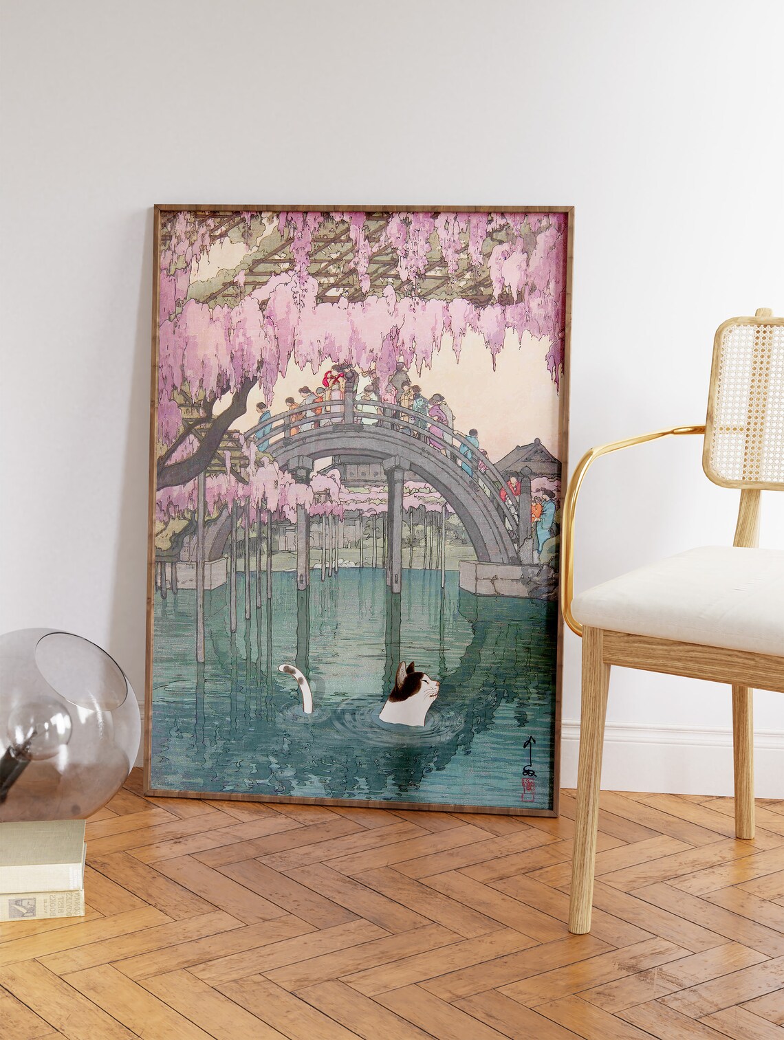 Japanese Cat Poster, Hiroshi Yoshida Exhibition Print - Image 3