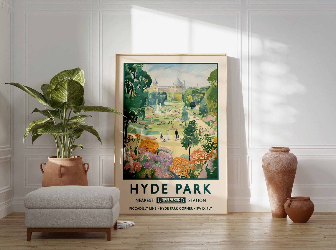 Hyde Park London Vintage Floral Art Print - Image 3