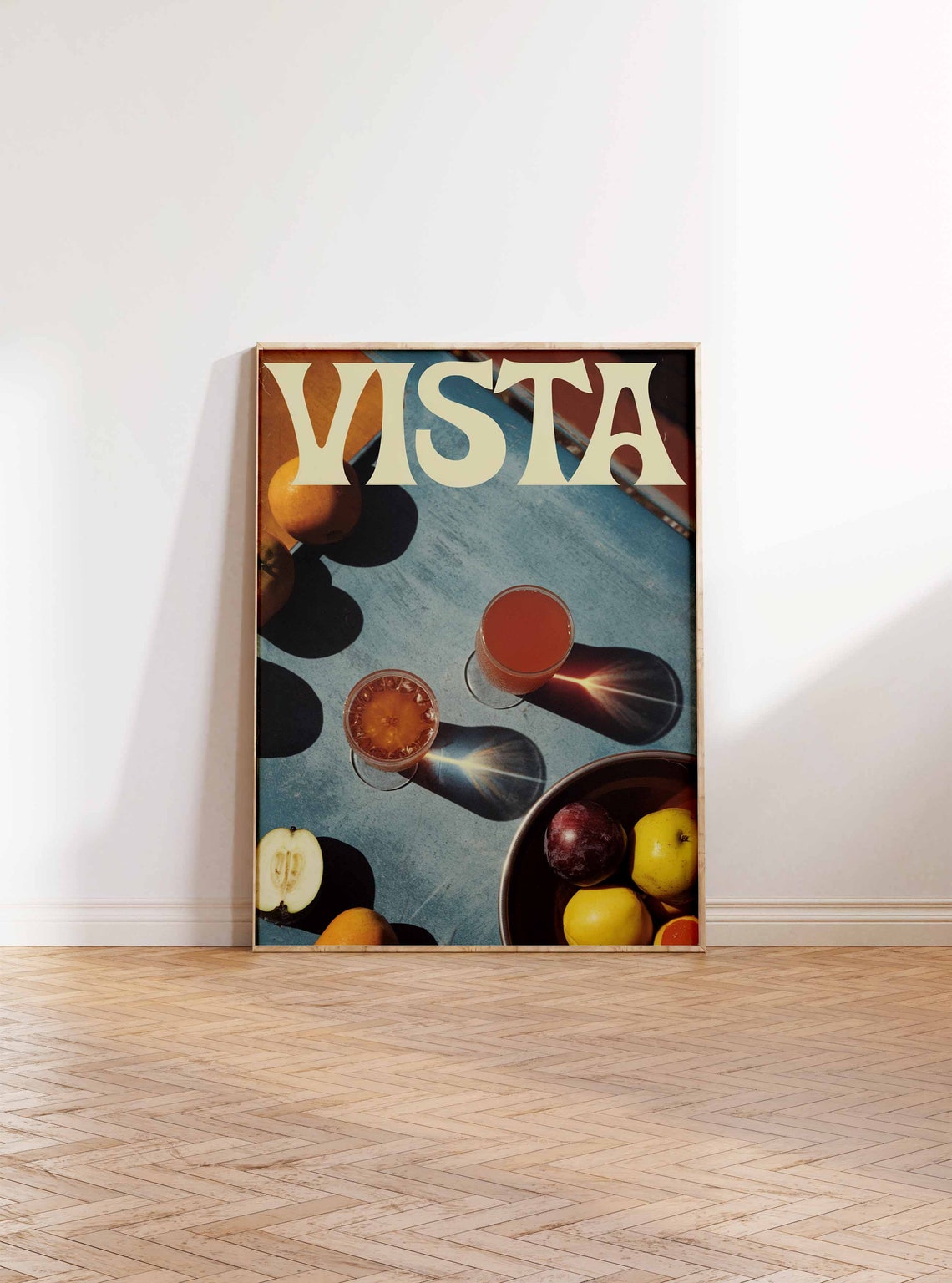 Vista Retro Cream Lettering Teal Tabletop Citrus Drink Poster - Image 2