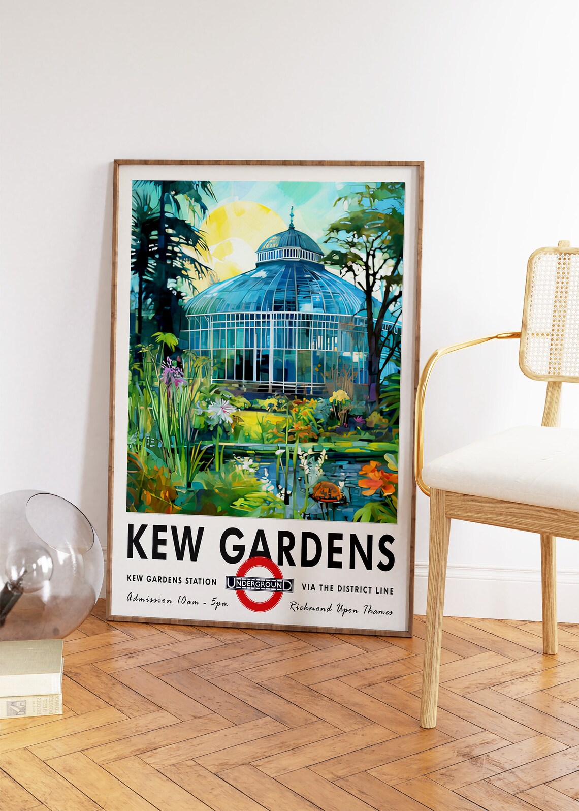 Kew Gardens Glasshouse Watercolor Palm House Richmond Travel Poster - Image 2