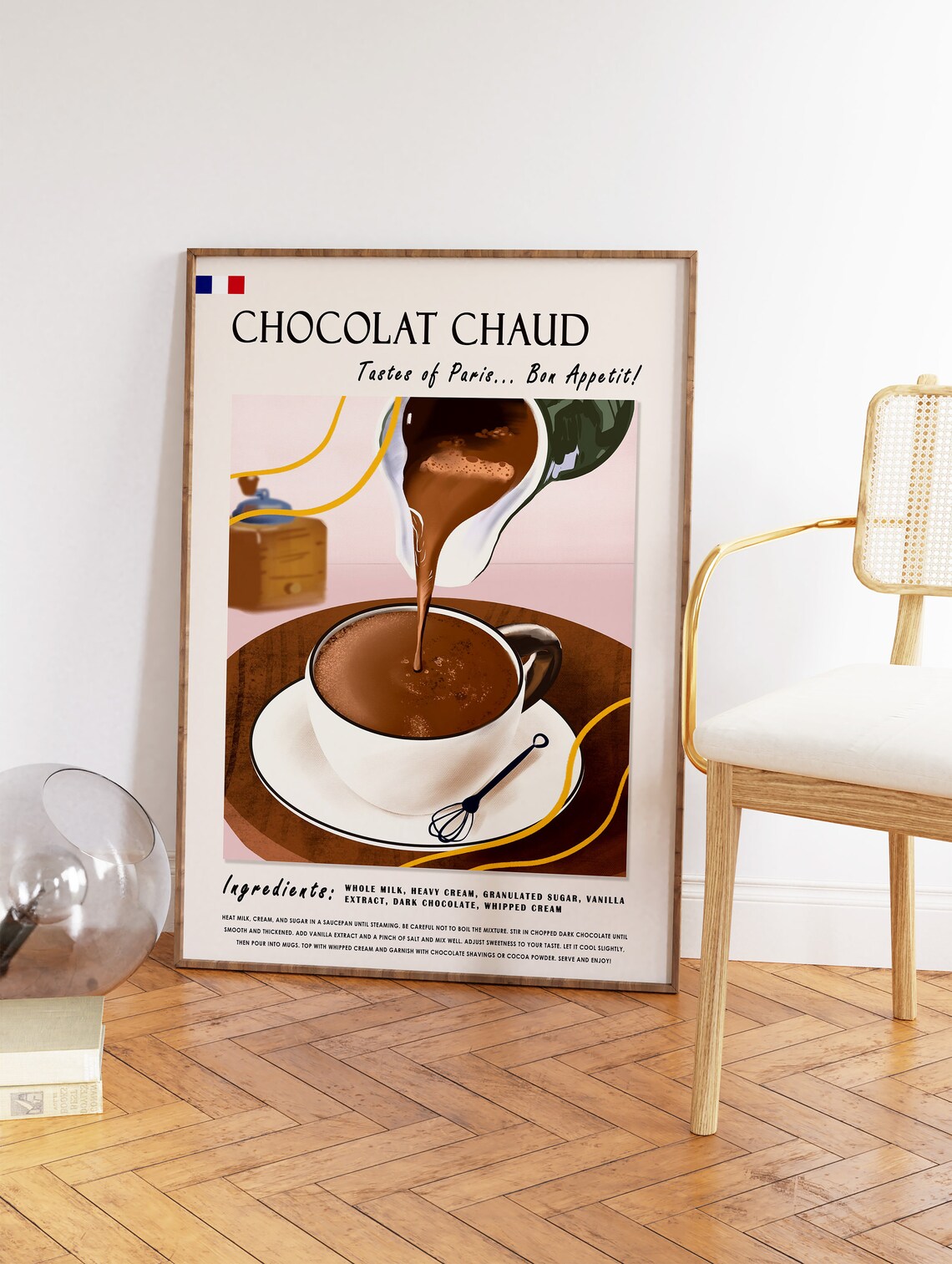 French Chocolate Chaud Kitchen Retro Food Art Print - Image 2