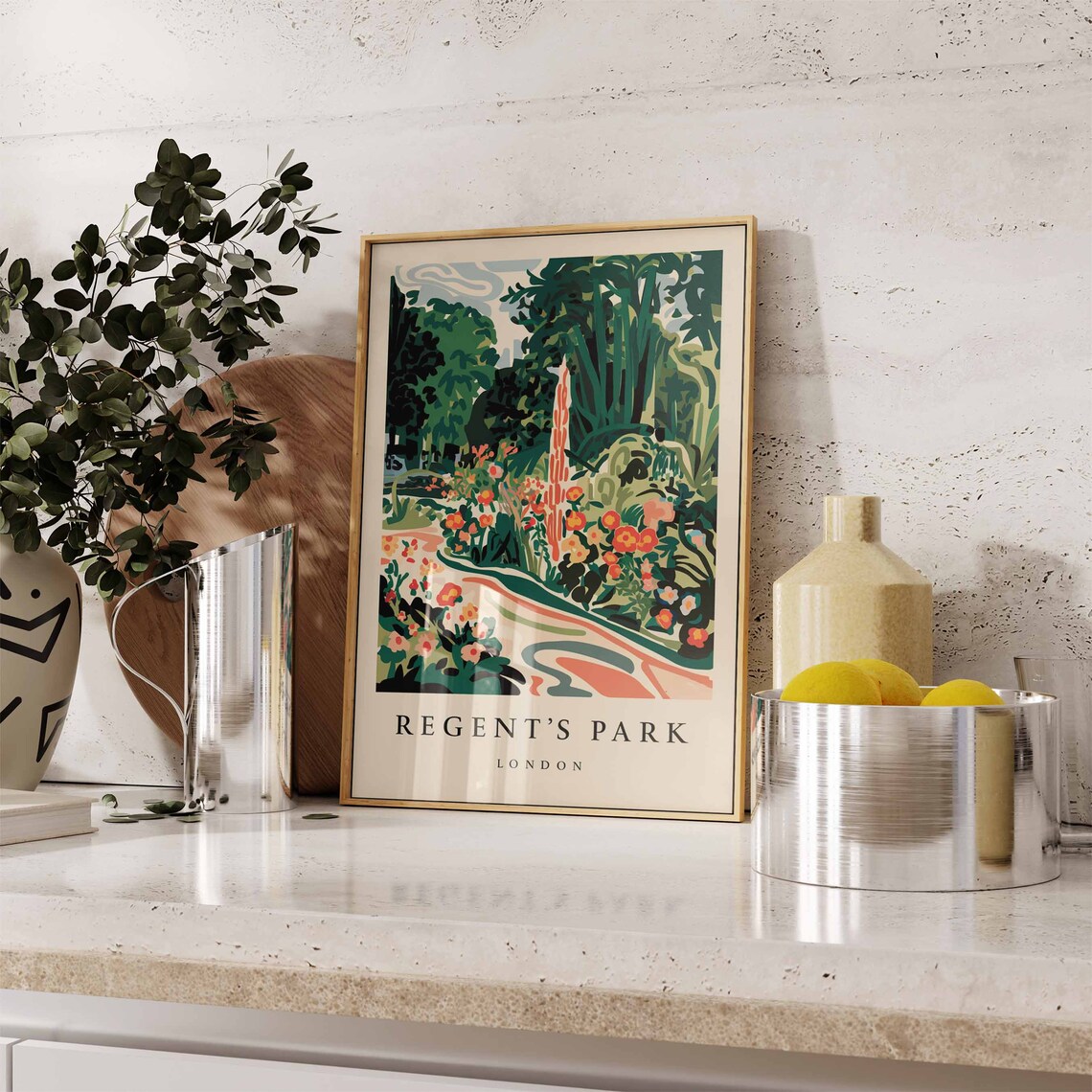 Regents Park London Botanical Garden Path Vintage Art Poster - Image 2