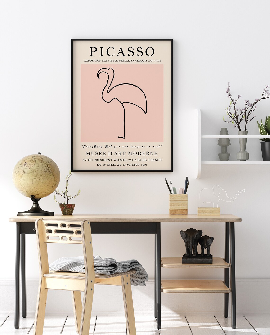 Picasso Flamingo Line Art Exhibition 1961 Museum Gallery Poster - Image 3