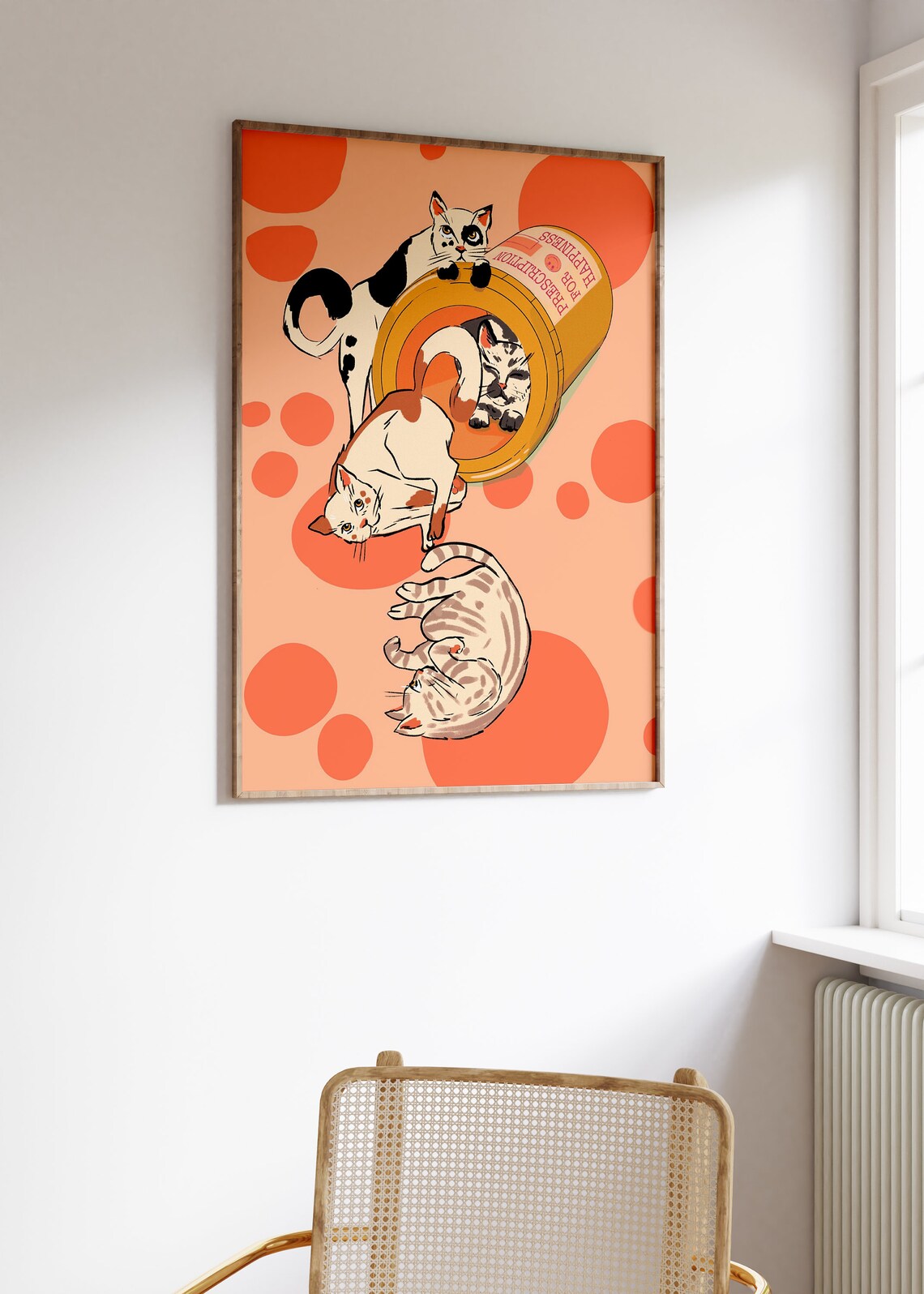 Prescription for Happiness Funny Cats Illustration Art Poster - Image 2