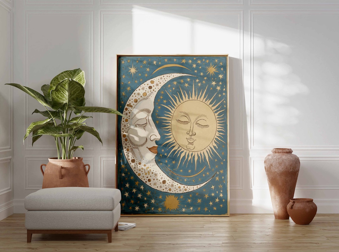 Sun And Moon Celestial Spiritual Decor Vintage Poster - Image 3