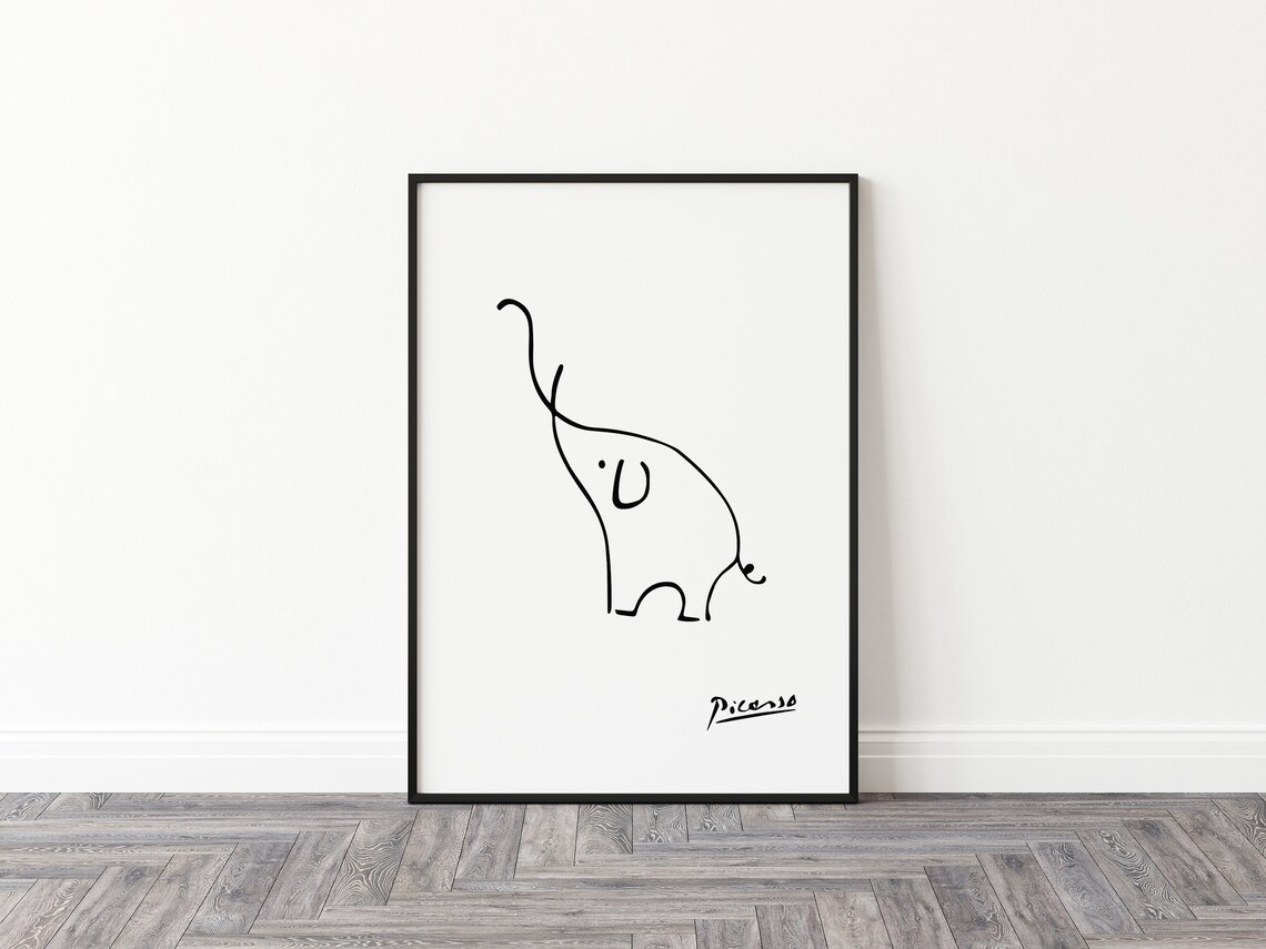 Picasso-Inspired Elephant Line Art Print - Image 2