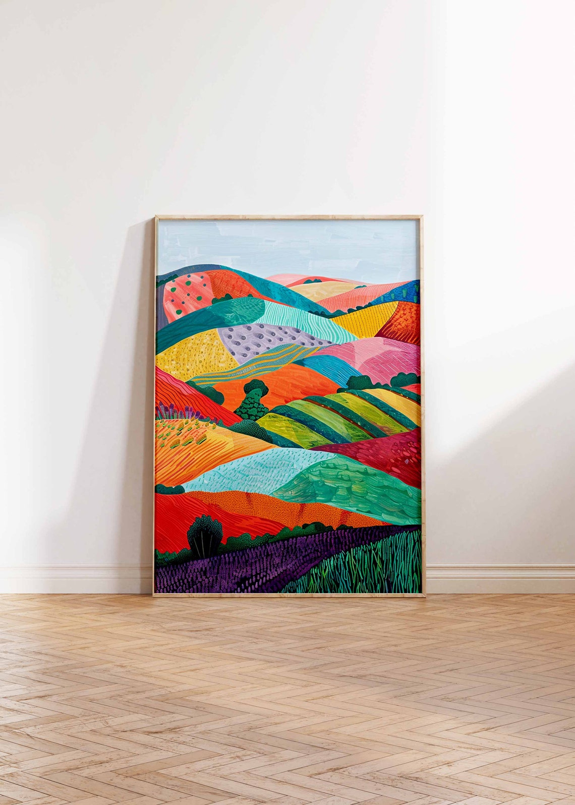 Patchwork Colorful Hills Vibrant Abstract Landscape Art Print - Image 2